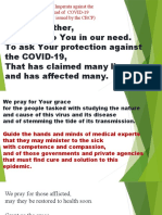 God Our Father, We Come To You in Our Need. To Ask Your Protection Against The COVID-19, That Has Claimed Many Lives and Has Affected Many