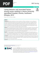 Caring Behavior and Associated Factors Among Nurses Working in Jimma University Specialized Hospital, Oromia, Southwest Ethiopia, 2019