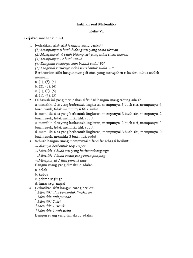 Latihan Soal Matemtika Pdf