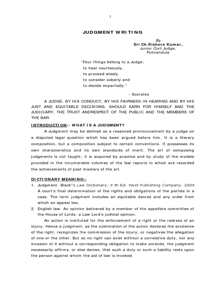 Guidelines for Effective Judgment Writing | PDF | Judgment (Law ...