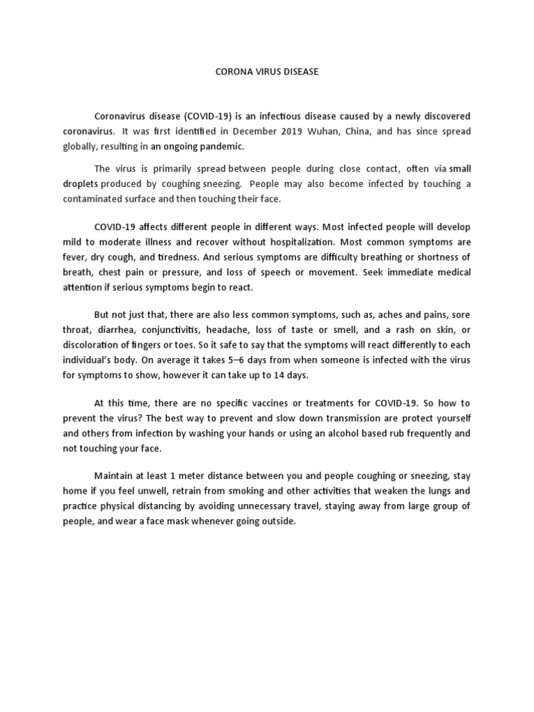 Corona Virus Disease | PDF | Lifestyle
