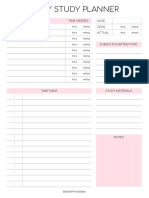 Daily Study Planner - Pink