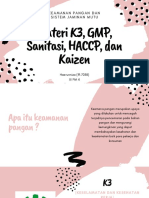 Materi K3, GMP, Sanitasi, HACCP, Dan Kaizen: Keamanan Pangan Dan Sistem Jaminan Mutu