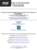 Psychology Journal of Humanistic: Abraham Maslow The Failure of Self-Actualization Theory: A Critique of Carl Rogers and