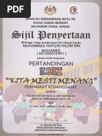 Certificate For Muhammad Hafizin Hazim Bin For Kuiz Kita Mesti Menang Pdf