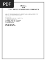 Manual FOR Oc, SC Test On Synchronous Alternator