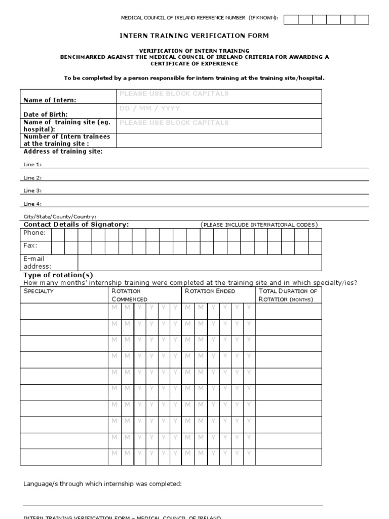 Intern Training Verification Form | PDF | Internship | Job Hunting