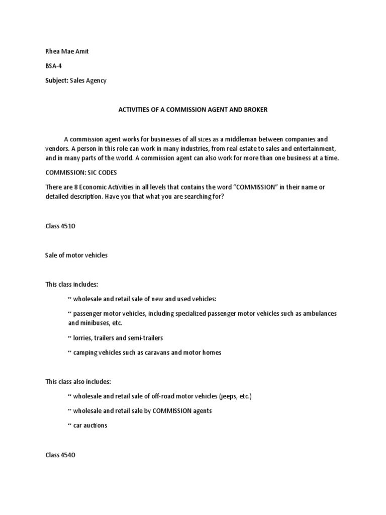 Commission Agents: Roles and Codes | PDF | Broker | Retail