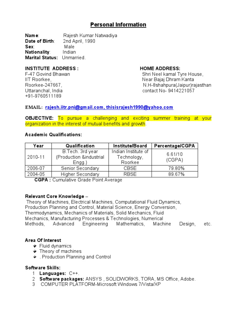 RAJESH IITR P&I Resume | PDF | Engineering | Science And Technology