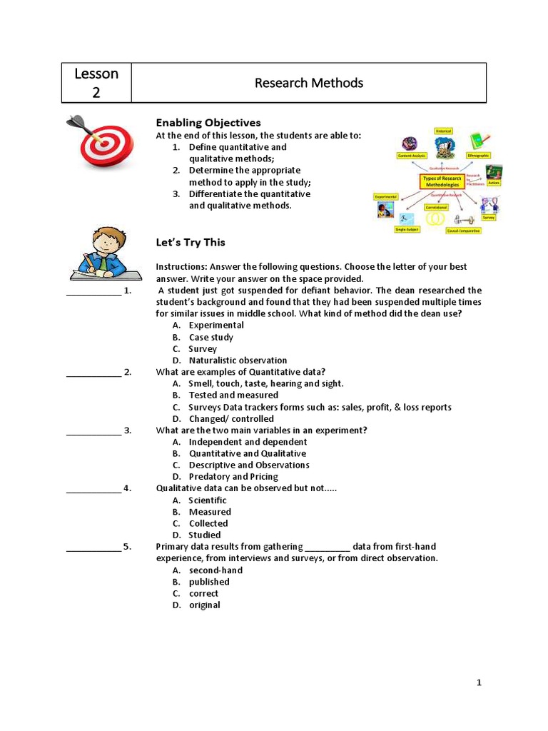 Method of Research Module Lesson 2 | PDF | Quantitative Research ...