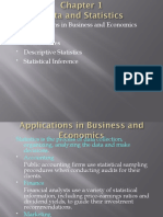 Applications in Business and Economics Data Data Sources Descriptive Statistics Statistical Inference