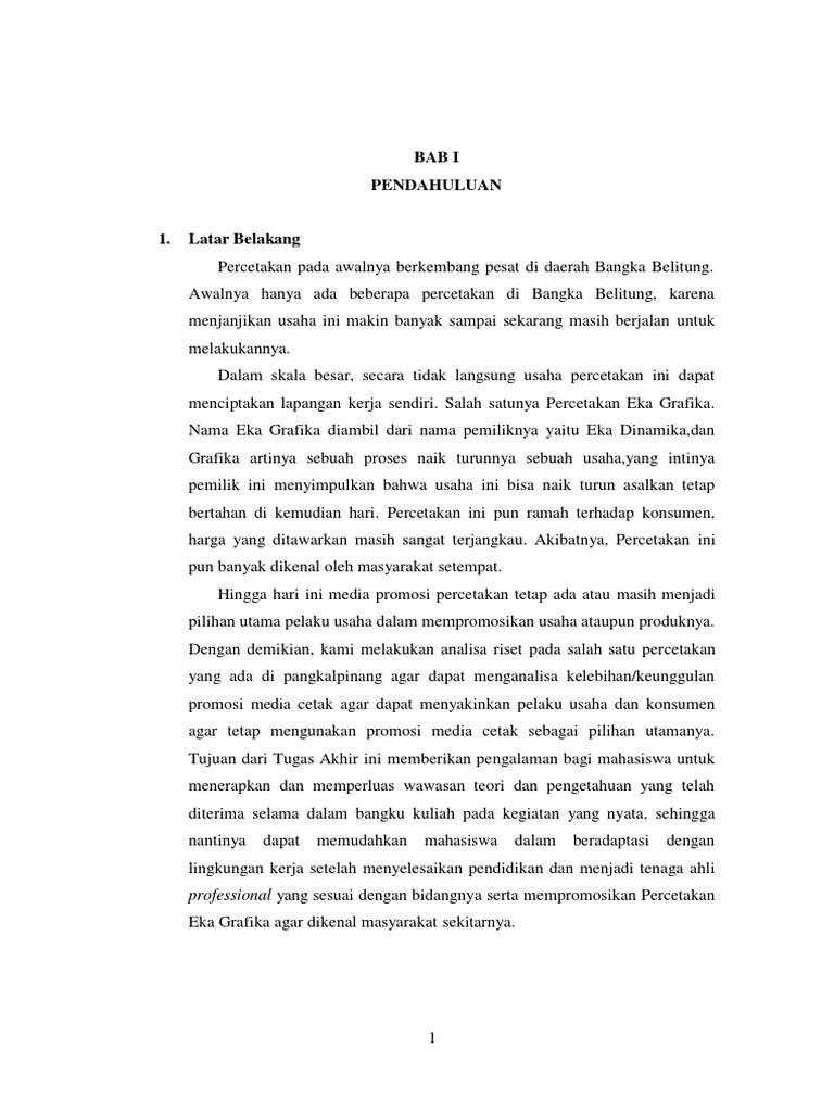 Contoh Laporan Magang Percetakan | PDF