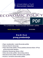 Prvo Predavanje: Osnovni Koncept Ekonomske Politike