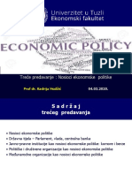 Treće Predavanje: Nosioci Ekonomske Politike