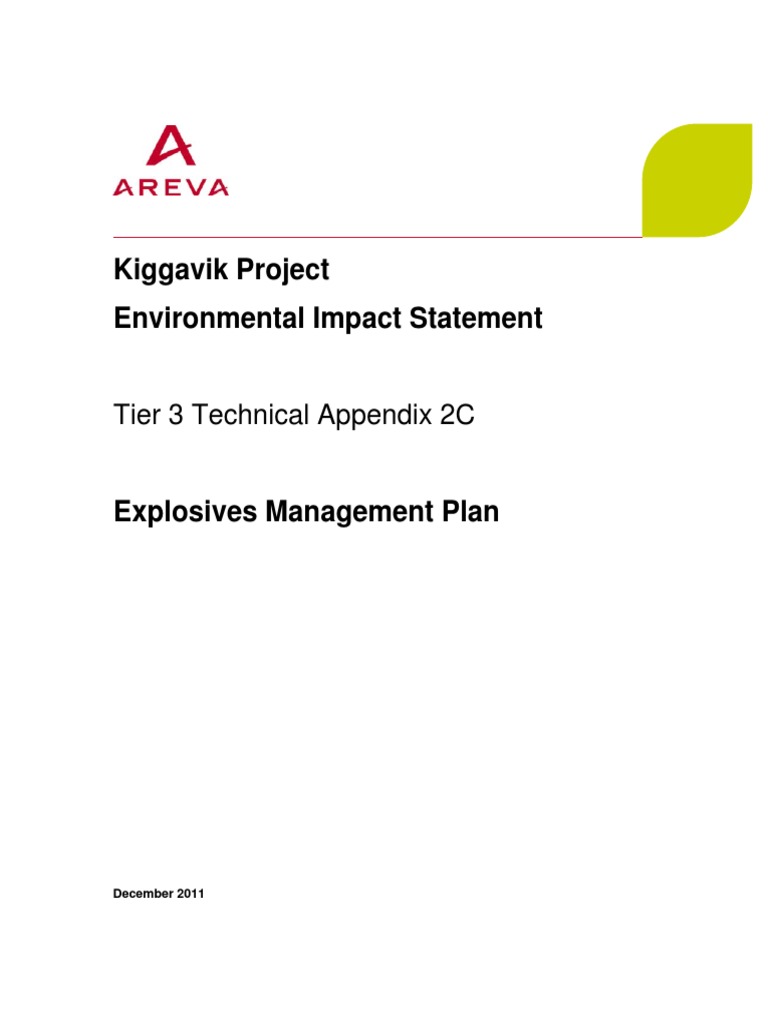 Kiggavik Explosives Management Plan | PDF | Dangerous Goods | Mining