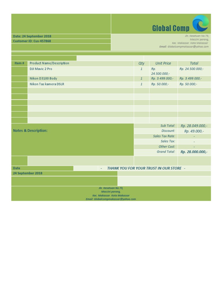 Nikon D3100 Purchase Receipt | PDF