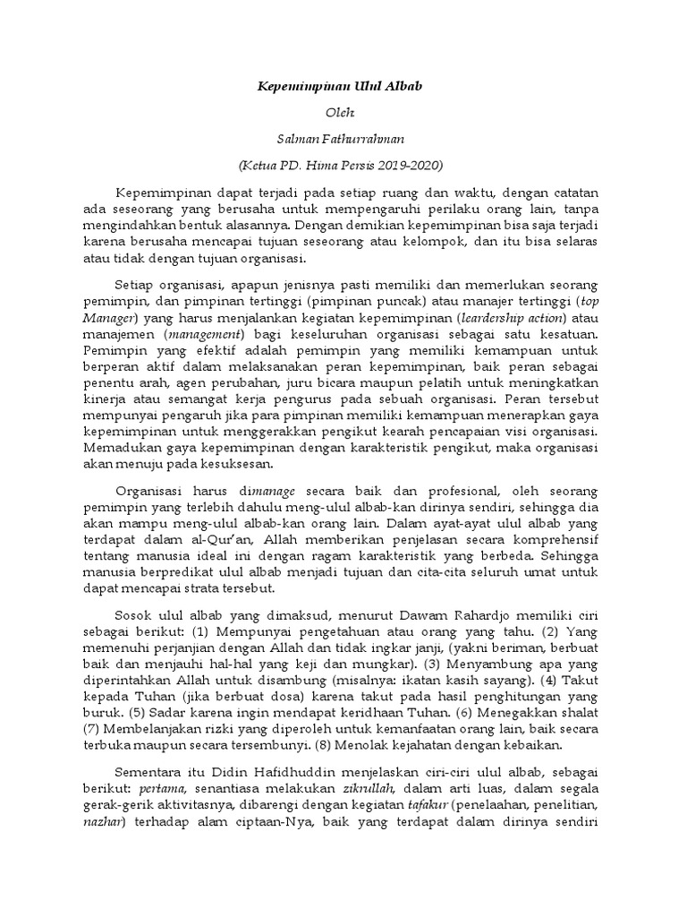 Kepemimpinan Ulul Albab | PDF | Pengembangan Diri