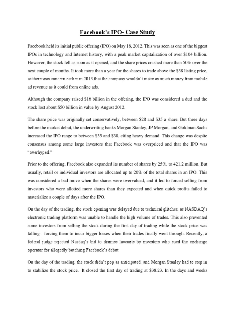 Facebook IPO: A Case Study of Failure | PDF | Initial Public Offering ...
