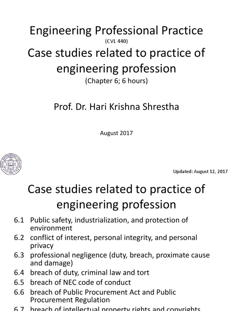 Chapter 6case Studies Relatd To Practice of Engineering Profession ...