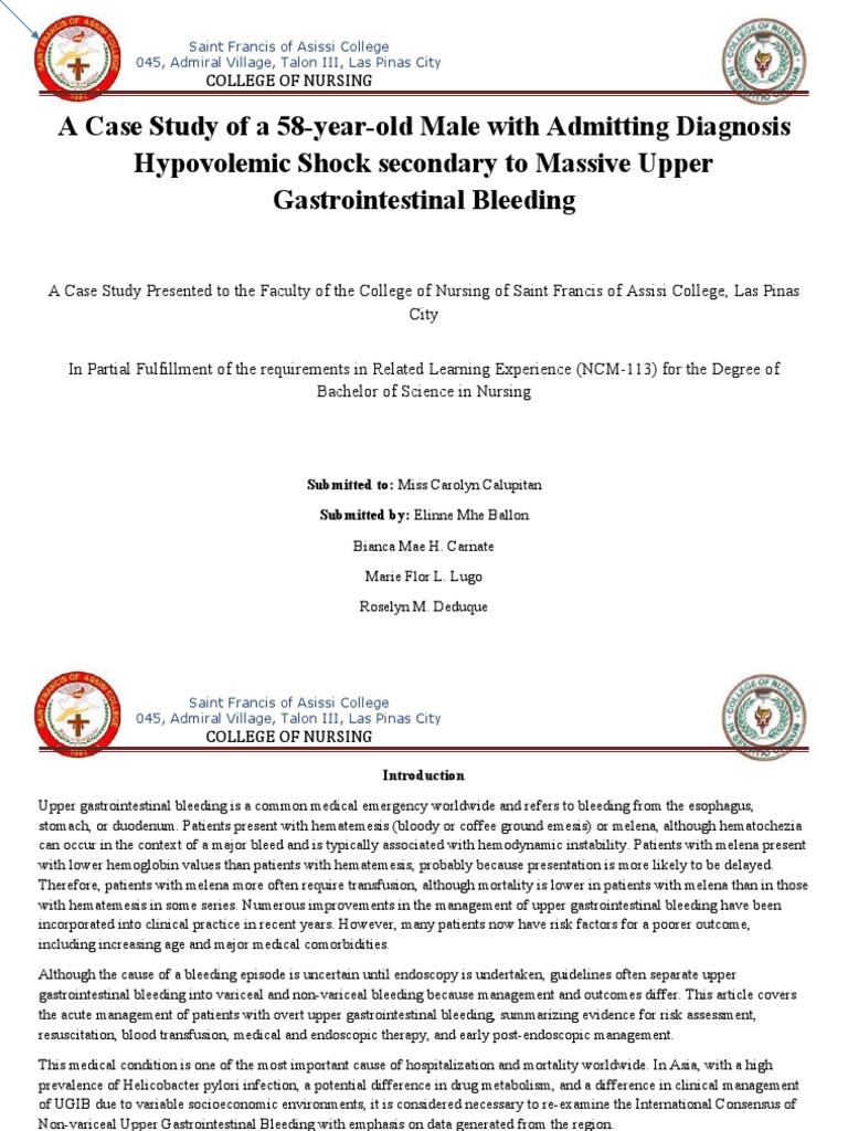 CASE-PRES Final | PDF | Esophagus | Bleeding