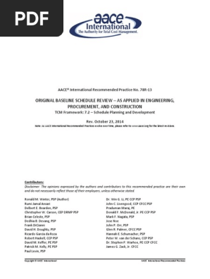 AACE-78R-13-ORIGINAL BASELINE SCHEDULE REVIEW