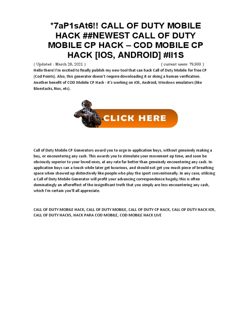 7Ap1Sat6!! Call of Duty Mobile Hack ##Newest Call of Duty Mobile CP ...