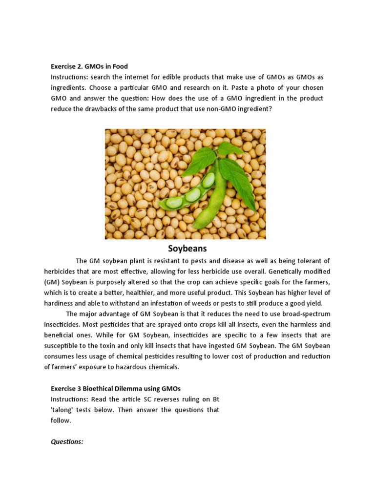 Exercise 2. Gmos in Food Soybeans PDF Modified