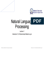 Natural Language Processing: Instructor: Dr. Muhammad Asfand-E-Yar