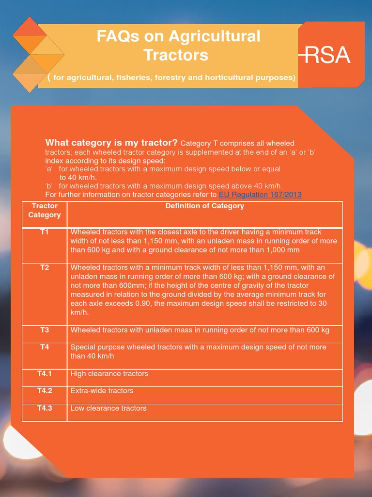 Frequently Asked Questions on Agricultural Tractors Regulations