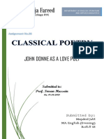 John Donne As A Love Poet Mujahid Jalil 03052965256