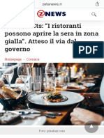 Covid, Il Cts I Ristoranti Possono Aprire La Sera in Zona Gialla. Atteso Il Via Dal Governo