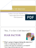 The Job Interview: Arellano University Plaridel Campus Senior High School Department Work Immersion