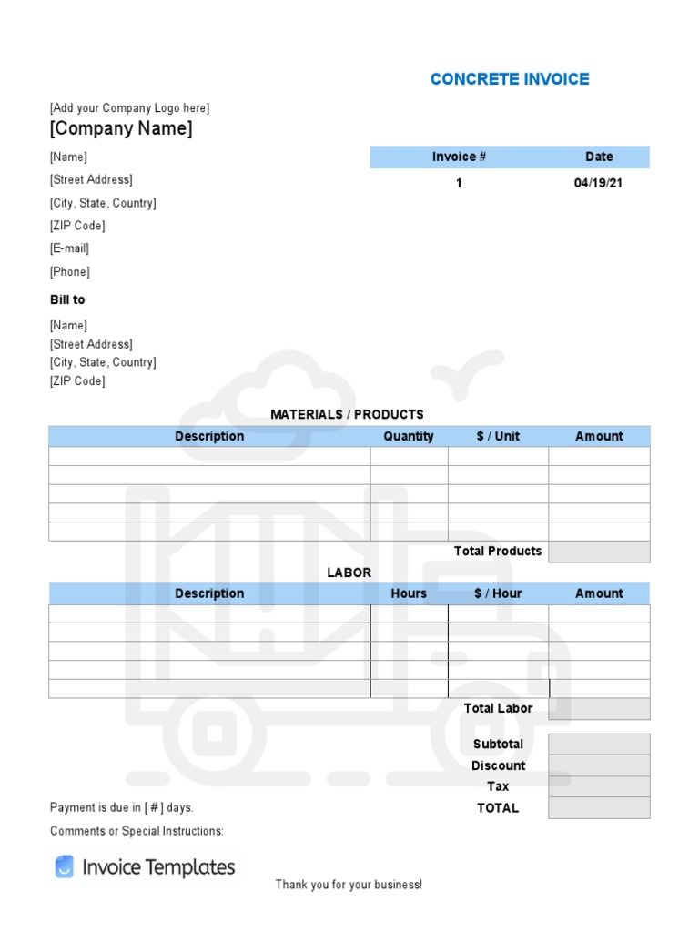 Concrete Invoice Template PDF