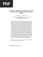 Improvement of Productivity and Employee Performance Through An Efficient Human Resource Management Practices