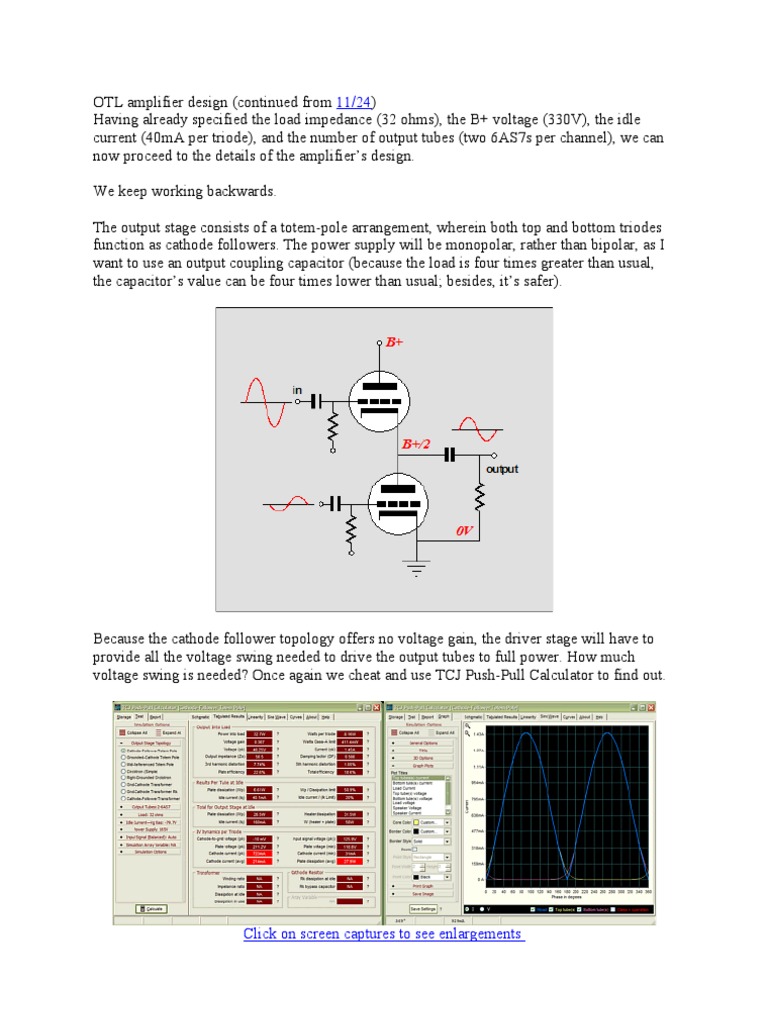 OTL Amplifier Design PDF Amplifier Vacuum Tube
