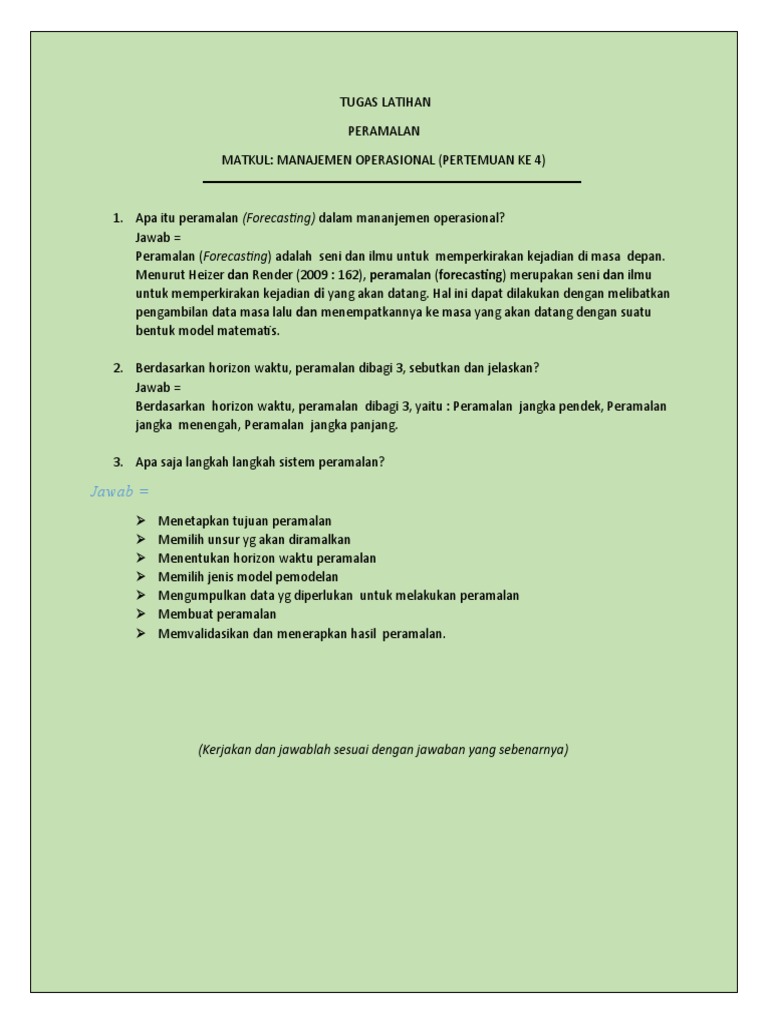 Jwb Tugas Latihan Peramalan Mo Pertemuan Ke 4 Pdf