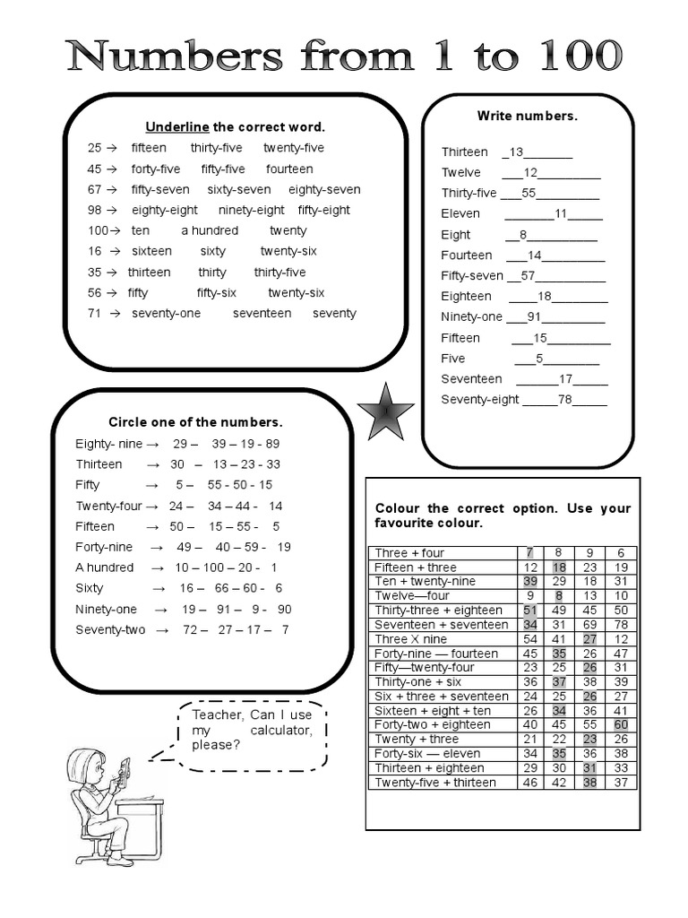 Underline The Correct Word. Write Numbers.: Teacher, Can I Use My ...