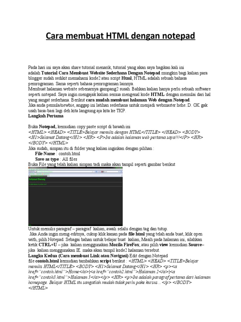 Cara membuat html dengan notepad pdf