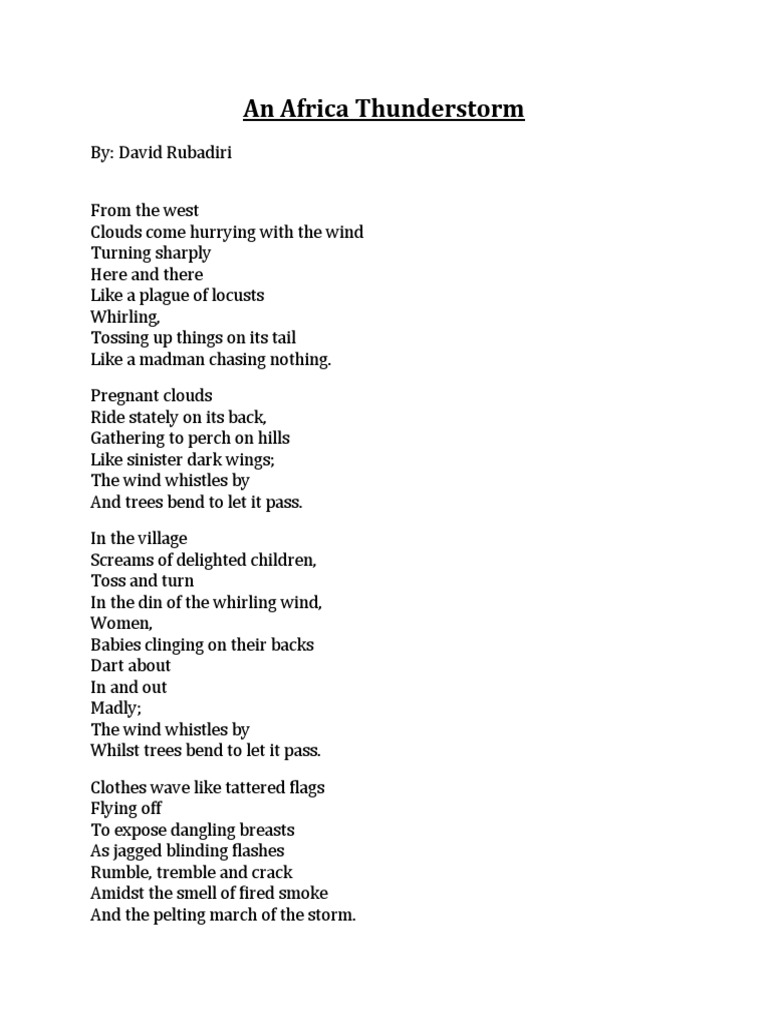 An Africa Thunderstorm Pdf Poetry Nostalgia