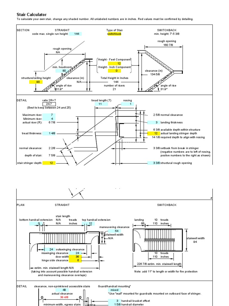 Staircase and stair calculator: stringer, riser, handrail, dimensions