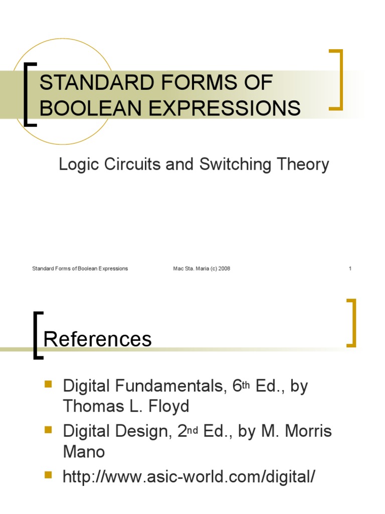 Standard Forms of Boolean Expressions | PDF | Abstract Algebra | Theory ...