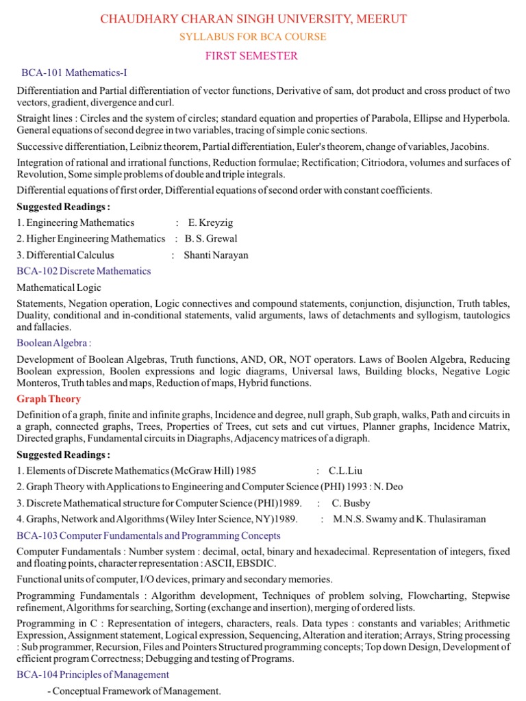 First Semester: BCA-101 Mathematics-I | PDF | Class (Computer ...