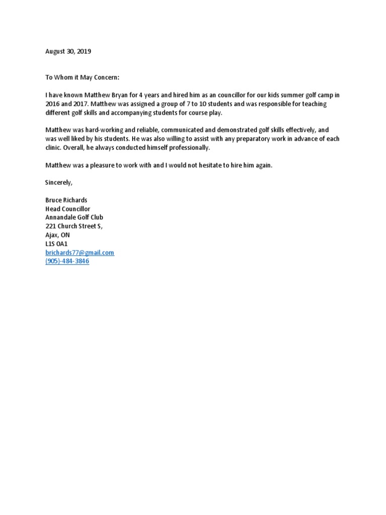 Reference Letter | PDF
