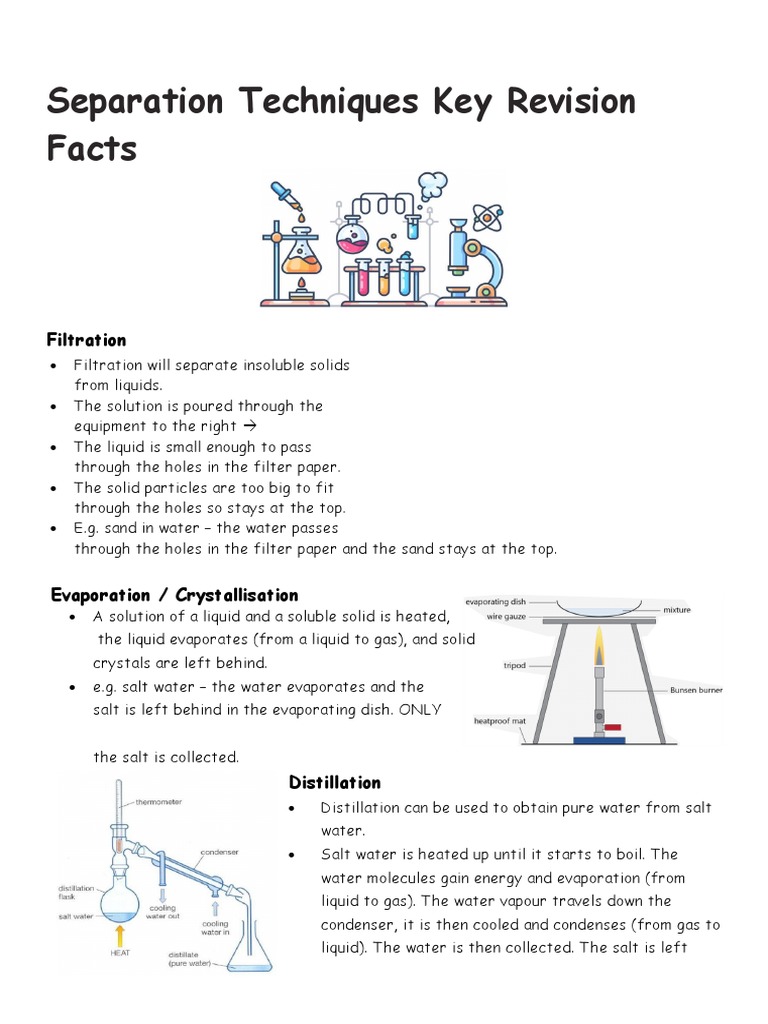 Overview of Separation Techniques | PDF | Filtration | Solubility