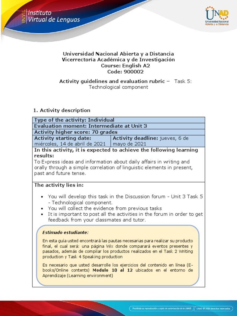 Activity Guide and Evaluation Rubric - Unit 3 - Task 5 - Technological ...