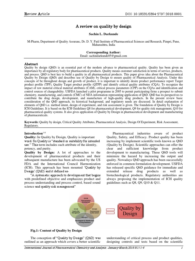 Quality by Design Journal | PDF | Analysis | Pharmaceutical