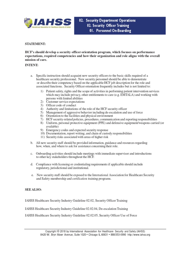 Security Department Operations 02. Security Officer Training 01 ...