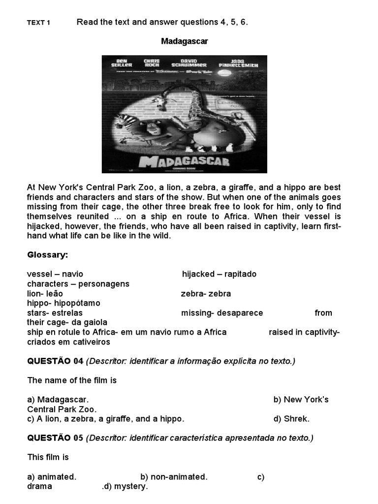 Read The Text and Answer Questions 4, 5, 6. Madagascar PDF Mammals Of Africa Vertebrates