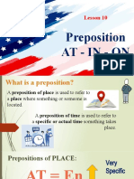Lesson 10 Prepositions AT IN ON