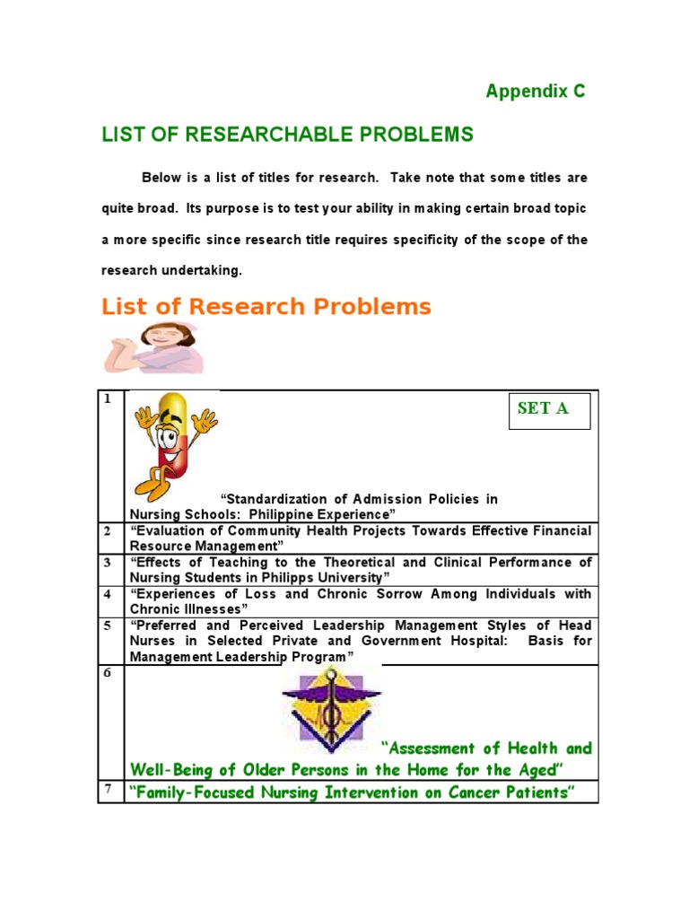 Sample research problems 1 nursing health care